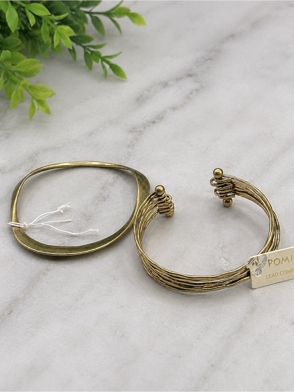 Pomina Gold-Tone Bracelet Set – 2 Cuff & Bangle Bracelets (BR1010/3)
